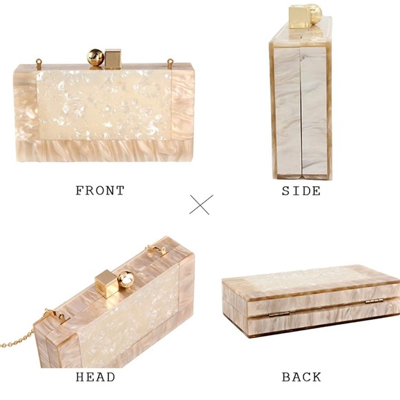 💎 Women Acrylic Evening Clutch bag Glitter Marble Purse Handbag - Picture 4 of 9